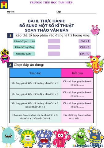 Lớp 3. CĐ 3. Bài 8 Thực hành