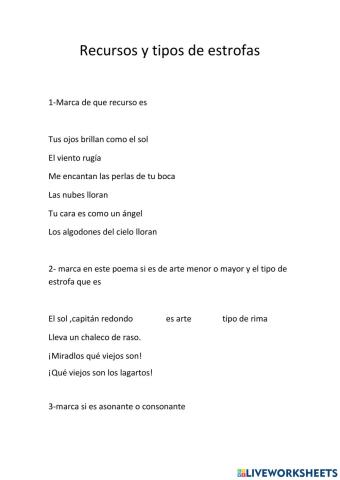 Recursos y tipos de estrofas