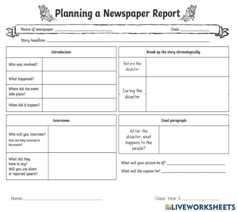 Newspaper Report Planning