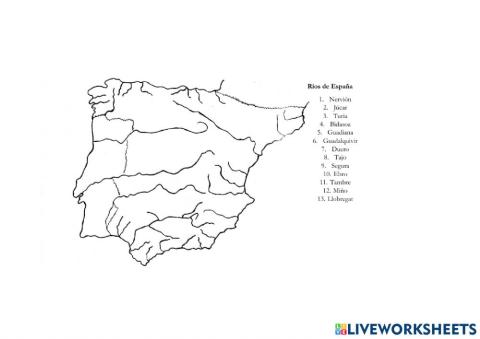 Mapa ríos España 1º ESO