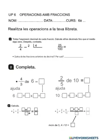 Up6 operacions i problmes amb fraccions