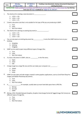 Creating a new document, closing a document & Opening an existing document
