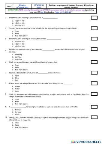 Creating a new document, closing a document & Opening an existing document