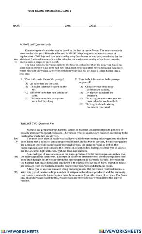 Grade 12- Reading further Practice- main idea