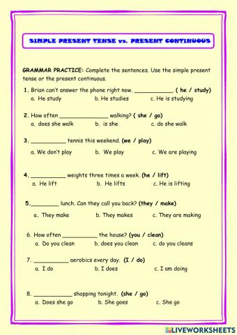 Present Continuous vs. Simple Present