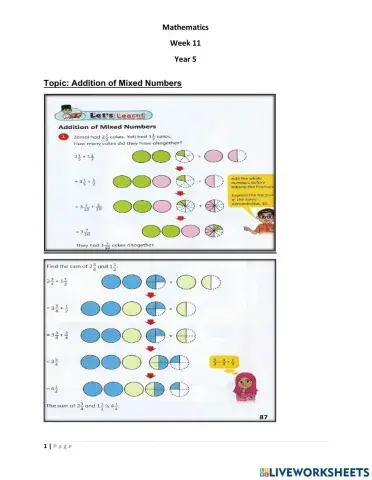 Addition and Subtraction of Mixed Numbers