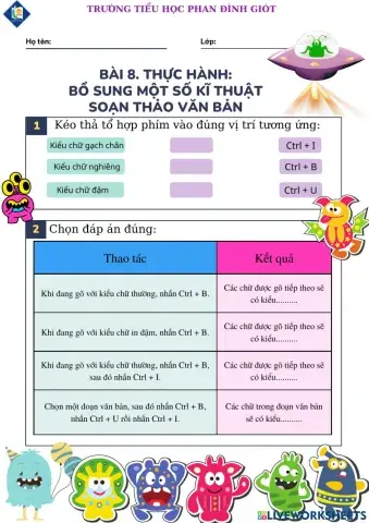 Lớp 3. CĐ 3. Bài 8: Thực hành