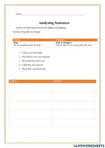 Analysis of Simple Sentences 