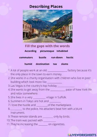 Adjective (describing places)