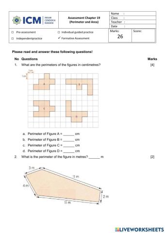 Assessment perimeter and area