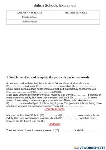 British schools explained