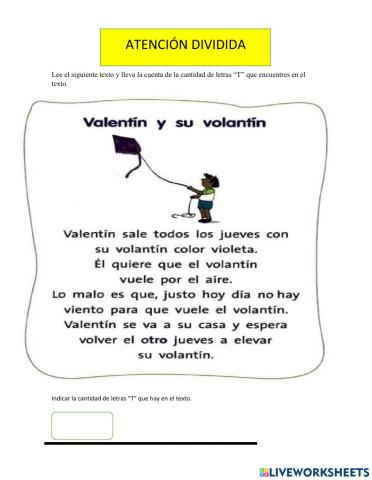 Ejercicio de atencion  dividida