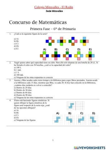 Concurso matemáticas 6 EP