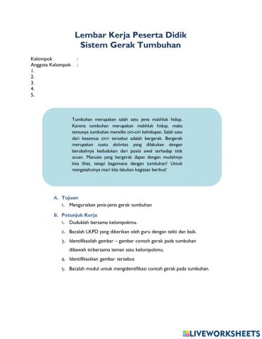 LKPD Sistem Gerak Tumbuhan