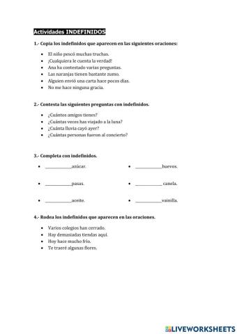 Indefinidos ( 5,6 y7 no se hacen)