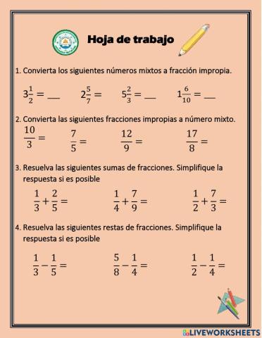 Suma y resta de fracciones heterogéneas