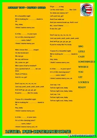 Marry me - pre intermediate