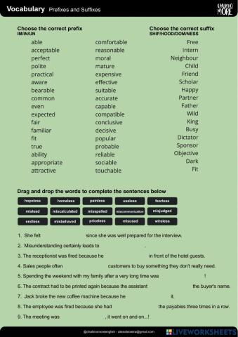Prefixes and Suffixes