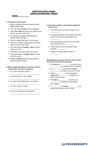 Quantifiers, questions tags, first conditional,