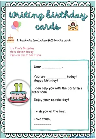 Writing a birthday card
