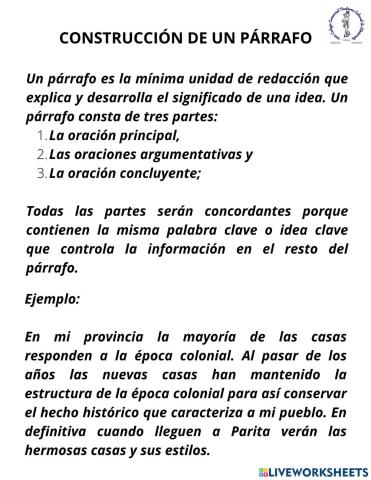 Construcción de párrafos.