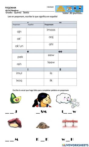Palabras con vocales cortas y prolongadas