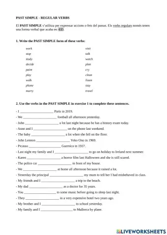 Past simple Regular verbs