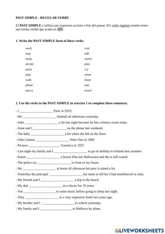 Past simple Regular verbs