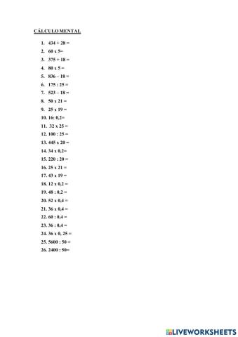 Cálculo Mental