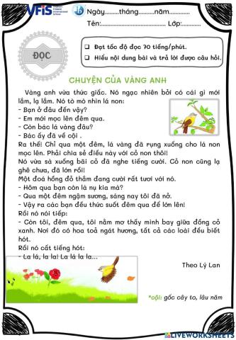 Vietnamese Week 24 - Đọc 1