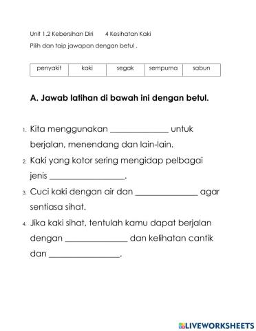 Unit 1.2 4 Kesihatan Kaki