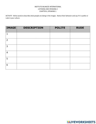 Speaking 1 Table Manners