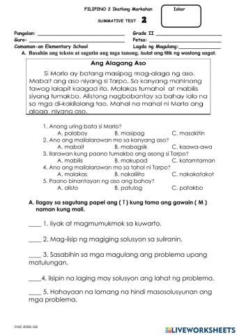 Q3 FILIPINO summative test 2