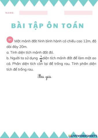 Bài tập ôn Toán