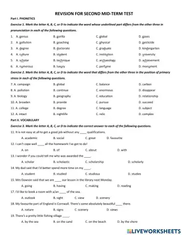 Revision second mid-term test g11
