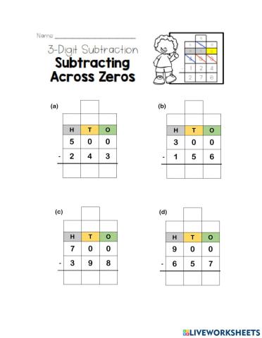 Subtraction with Numbers That Have Zeros