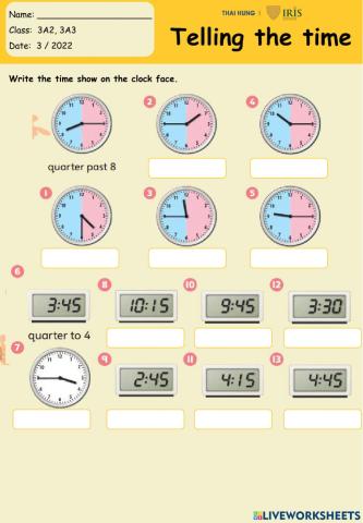 G3 - Telling the time to 5 minutes (past)