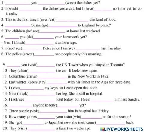 Anh 7 - Unit 3 - Quá khứ đơn - Hiện tại hoàn thành