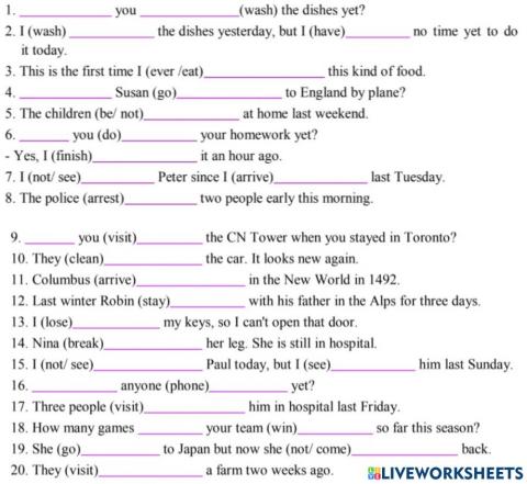 Anh 7 - Unit 3 - Quá khứ đơn - Hiện tại hoàn thành