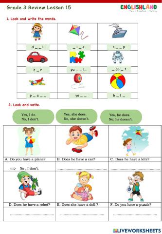 Grade 3 Lesson 15 review