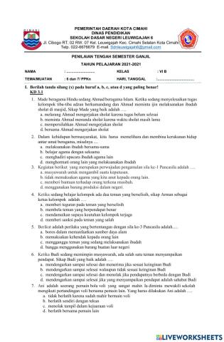 PTS PPKN TEMA 6 dan 7 TA 2021-2022