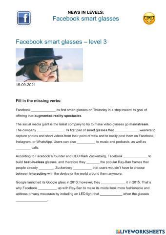 Facebook smart glasses