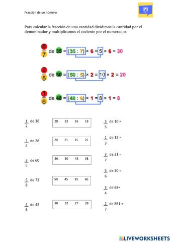 Fracción de un número