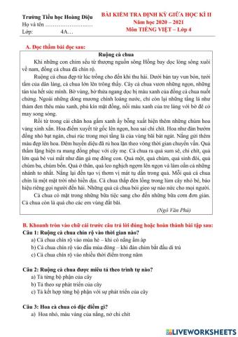 Ôn tập TV giữa HKII