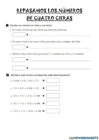 Números de cuatro cifras