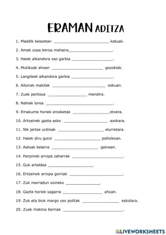 Eraman aditza 2 lehenaldian