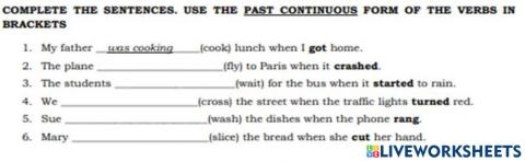 HW MARCH 14th PAST CONTINUOUS