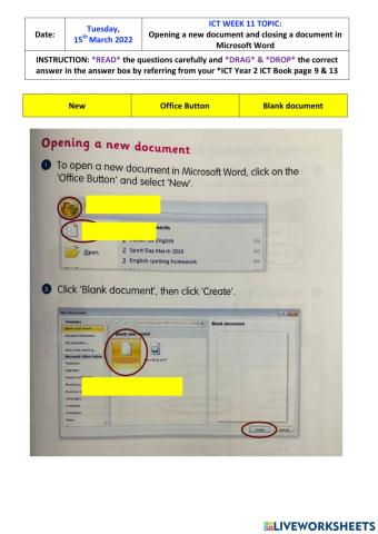 Opening a new document & close a document in Microsoft Word