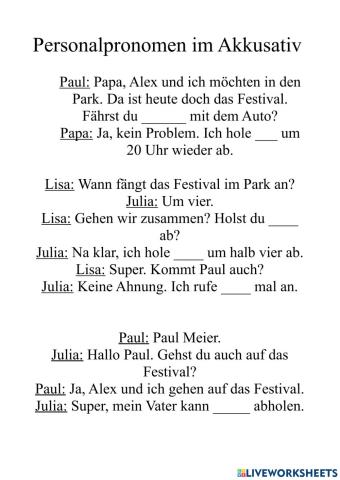 Personalpronomen im Akkusativ