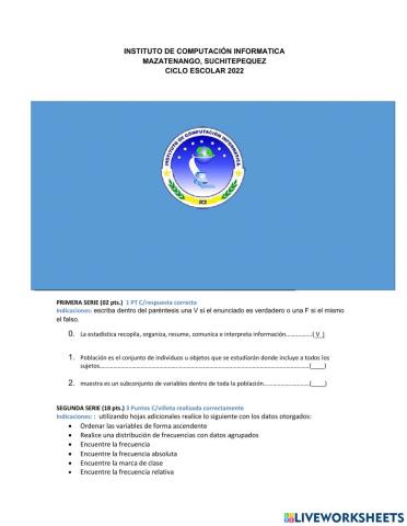 Prueba bimestral estadística